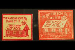 KU KLUX KLAN LABELS  Circa 1920's Two Different Imperf Labels Inscribed 'The Nations Hope Stand By It / One... - Other & Unclassified