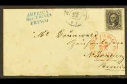 1862  (Aug 26) Cover To Germany Bearing 12c Black (Sc 68) Fine-very Fine Used; On Reverse Nurnberg Arrival Cds.... - Other & Unclassified