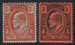 1909-11  2s Red & Green And 3s Black & Red, SG 125/126, Very Fine And Fresh Mint. (2 Stamps) For More... - Turks & Caicos