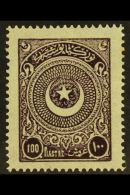 1923-25  100pi Dark Violet 'Star & Half-moon In Circle', Mi 824, Very Fine Mint. Superb Well Centered Stamp.... - Other & Unclassified