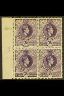 1938-54  2s6d Violet, Perf.13½x14, BLOCK OF 4 With Guide Line In Margin At Left, SG 36a, Never Hinged... - Swasiland (...-1967)