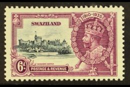 1935  6d Slate And Purple Silver Jubilee, Variety "Short Extra Flagstaff", SG 24b, Superb NHM. For More Images,... - Swaziland (...-1967)