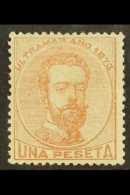 CUBA  1873 1p Chestnut King Amadeo (SG 55, Edifil Ant 27), Fine Mint With Large Part Og, Signed, Fresh. For More... - Other & Unclassified