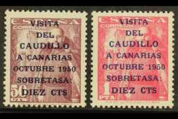1951  Gen. Franco's Canary Is Visit Set, Both Stamps With The 14¾mm "CAUDILLO" Overprint Variety, Edifil... - Altri & Non Classificati