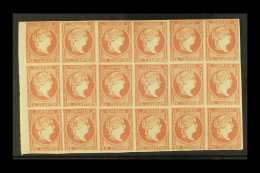 1856  4c Rose-red Thin Paper, SG 55, Michel 40, Fine Never Hinged Mint BLOCK Of 18, All Stamps With Four Margins,... - Other & Unclassified