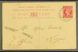 LAGOS  Outward Portion Of 1d Reply Card Sent From The Falkland Is To Lagos (Africa) And Drawing An... - Nigeria (...-1960)
