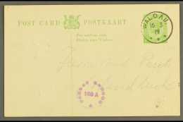 1919  (15 Mar) ½d Union Postal Card To Windhuk Showing Very Fine "WALDAU" Converted German Canceller,... - South West Africa (1923-1990)