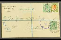 1917  (13 Jul) Printed Registered Cover To Windhuk Bearing ½d And 4d Union Stamps Tied By Very Fine "KUB"... - Africa Del Sud-Ovest (1923-1990)