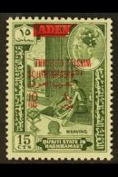 QU'AITI STATE  1966 10 Fils On 15cts Bronze Green, "Inverted Overprint" Variety, SG 66a, Never Hinged Mint For... - Aden (1854-1963)