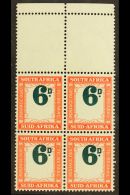 POSTAGE DUE VARIETY  1950-8 6d Green & Bright Orange, Block Of 4 With VALUE SHIFTED UPWARDS, Touches Frame At... - Unclassified