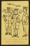 1918 HAND ILLUSTRATED POSTCARD  KGV ½d Stationery Postcard, Hand-drawn Illustration Of A Soldier Flanked... - Ohne Zuordnung