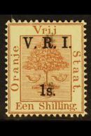 ORANGE FREE STATE  1s On 1s Brown, Level Stops, Clear DOUBLING Of "R" In "V.R.I." Ovpt And "s" In "1s" Surcharge,... - Unclassified