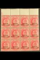 1903  KEVII 1a Carmine (SG 26) - A Never Hinged Mint Upper Marginal BLOCK OF TWELVE (4 X 3) Including... - Somaliland (Herrschaft ...-1959)