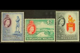 1955  Definitive Top Values - $1, $2 And $5 (SG 50/52), Never Hinged Mint. (3 Stamps)  For More Images, Please... - Singapur (...-1959)