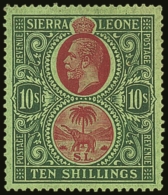1921-27  10s Red & Green/green, Wmk Mult Script CA, SG 142, Very Fine Mint For More Images, Please Visit... - Sierra Leone (...-1960)