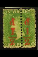 1881  ½d On Half 6d Bright Green, Variety "unsevered Pair", SG 33a, Fine Mint. Ex Jaffe Collection. For... - St.Vincent (...-1979)