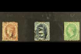 1863  Wmk CC Set, SG 5bx, SG7 & SG 8x, (1d & 6d With Reversed Watermarks) Fine Used (3 Stamps) For More... - St.Lucia (...-1978)