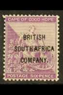 1896  6d Deep Purple (SG 63) With INVERTED & REVERSED FRONTAL OFFSET OF THE "BRITISH SOUTH AFRICA COMPANY."... - Other & Unclassified