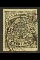 1859-63  2c Black Imperf SG 7, Michel 4, Very Fine Used, 4 Good To Large Margins, Fresh & Attractive! Cat Mi... - Other & Unclassified