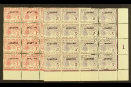 POSTAGE DUES  1966 1c & 5c Overprinted Dues In Cylinder Blocks Of 16 With "LSEOTHO" Error On R4/7, SG... - Lesotho (1966-...)