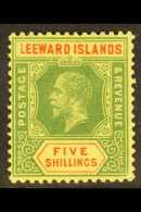 1912-22  5s Green And Red On Yellow, SG 57, Variety Thin Deformed "L", Very Fine Mint. For More Images, Please... - Leeward  Islands