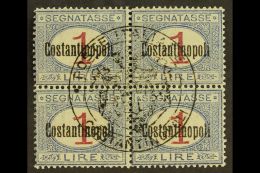 LEVANT - CONSTANTINOPLE  POSTAGE DUES - 1922 1L COLOUR Block Of 4 With Complete Control Cachet, Sassone 4, Fine... - Sonstige & Ohne Zuordnung