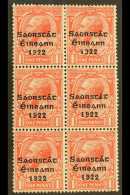 1922-23 SAORSTAT  1d Scarlet, Vertical Block Of Six, One Showing Accent And "at" Inserted, SG 53d, Hib. T48f,... - Other & Unclassified
