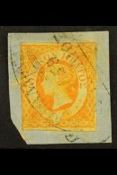 1859  (½d) Orange, SG 1, Fine Used On A Neat Piece Tied By Oval Cancel, Three Margins With Good Colour,... - Ionian Islands