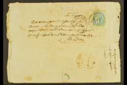 FRENCH INDIA  1886 NATIVE E/L To Madras With ½a Tied By "PONDICHERRY" Cds & "I I I" Numeral Cancel.... - Other & Unclassified