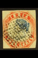 1854  4a Blue And Rose-red Head Die III, Frame Die II, SG 25, Attractive With Four Clear Margins And Neat Dotted... - Other & Unclassified