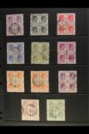 KGVI DEFINITIVES USED BLOCKS OF FOUR  All Different Cds Used. Includes $2 Red-orange And Green, $5 Dull Lilac And... - Other & Unclassified