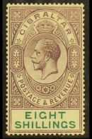 1912  8s Dull Purple And Green, SG 84, Fine Mint. For More Images, Please Visit... - Gibraltar