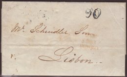 1834  (Oct) Entire Letter From Gibraltar To Lisbon, Showing Three Line "DE GIBR./S. ROQUE/ANDA. BAXA" In Red, And... - Gibilterra