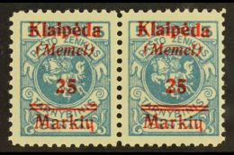 1923  25m On 5c Pale Blue Overprint (Michel 130, SG 7), Fine Never Hinged Mint Horiz PAIR, The Left Stamp With... - Altri & Non Classificati