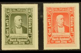 RARE ZEPPELIN LABELS.  Circa 1908 Two Different Labels Depicting Ferdinand Von Zeppelin Above An Image Of An... - Altri & Non Classificati