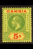 1912-22  5s Green & Red On Pale Yellow, SG 102, Very Fine Mint, Fresh. For More Images, Please Visit... - Gambia (...-1964)