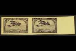 MOROCCO  1922-27 AIR 2f Imperf, Yvert 10b, Horizontal Pair Very Fine Mint. For More Images, Please Visit... - Other & Unclassified