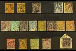 INDO - CHINA  1889-99 USED 19TH CENTURY RANGE On  A Stock Card. Includes 1889 5 On 35c Surcharges In Red And... - Other & Unclassified