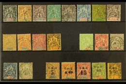 GUADELOUPE  1892-1903 "Peace & Commerce" Used Collection On A Stock Card. Includes 1892 Tablet Set To 75c... - Other & Unclassified