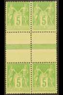 1898-1900  5c Yellow-green Sage Type II, Yvert 106, SG 283, Fine Never Hinged Mint GUTTER BLOCK Of 4, Very Fresh.... - Other & Unclassified