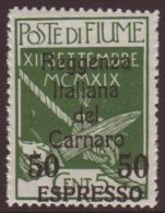 EXPRESS 1922 (12 SEPT)  50c On 5c Green Military Post With "Reggenza" Opt, Sass 4, Never Hinged Mint. For More... - Fiume