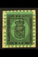 1866-67  8p Black/blue Green (Type II) Serpentine Roulette, SG 45, Fine Used On Piece, One Short Tooth To Left... - Other & Unclassified