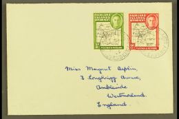 1952  Cover To UK Franked Coarse Map 2d, SG G2, In Addition ½d Black And Green Showing The Variety... - Falkland