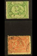 USED AT VOLO (GREECE)  1867 20pa Green & 1872 1pi Rose-red Pyramid Stamps Cancelled At The Egyptian PO At... - 1866-1914 Ägypten Khediva