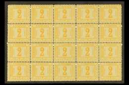 POSTAGE DUES  1888 2p Orange, Perf 11½ No Watermark, As SG D69, An Impressive NHM BLOCK OF 20 Forgeries.... - 1866-1914 Khedivato Di Egitto