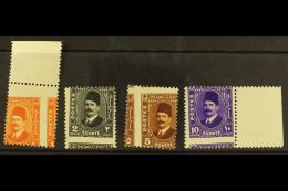 1936-37 OBLIQUE PERFORATIONS  King Fouad "Postes" 1m, 2m, 5m And 10m, Never Hinged Mint, The 1m And 10m Are... - Other & Unclassified