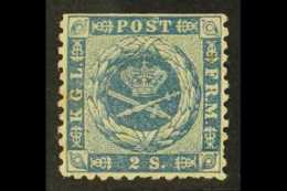 1854-7  2s Light Blue, Dotted Spandrels, Private Perf.13, SG 8b, Facit 3 V4, Mint With Gum, Straight Edge At Top... - Sonstige & Ohne Zuordnung