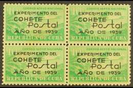 1939  AIR 10c Emerald Experimental Postal Rocket Flight, Sc C31, Fine Mint BLOCK OF FOUR. For More Images, Please... - Sonstige & Ohne Zuordnung