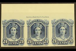 1865  24c Blue Plate Proof On Card, Imprint Strip Of 3, Uni 31Pi, Very Fine And Fresh. For More Images, Please... - Other & Unclassified