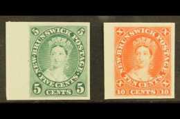 1860  5c Green & 10c Vermilion IMPERF PLATE PROOFS, Unitrade 8P & 9Pi, Very Fine Unused No Gum As... - Other & Unclassified